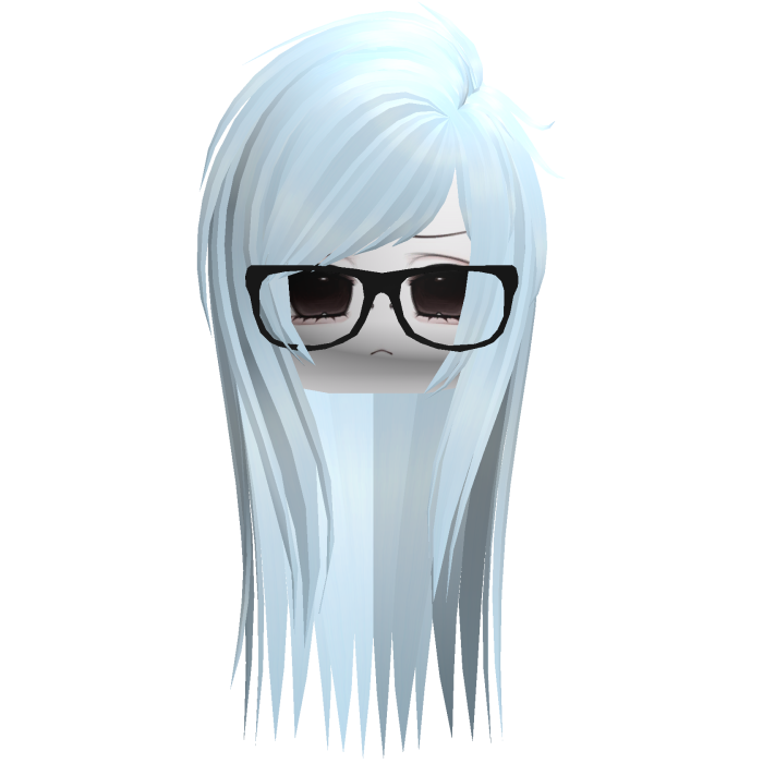 Emo Moe Light Cyan Long Scene Hair /w Glasses
