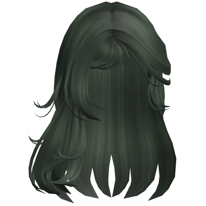 Emo Long Messy Hair w/ Side Bangs (Dark Green)