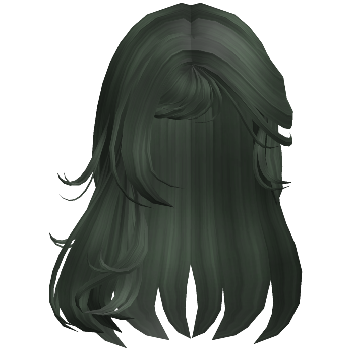 Emo Long Messy Hair w/ Side Bangs (Dark Green)