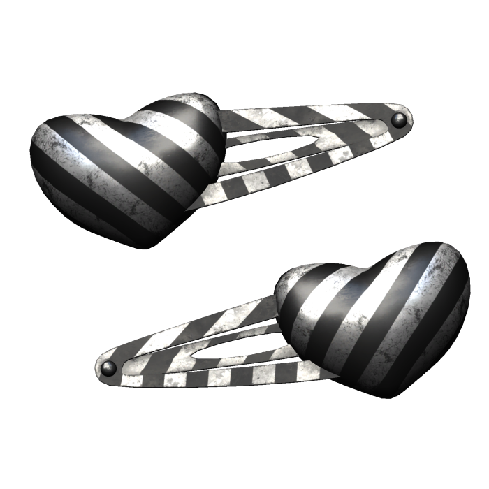 emo striped heart hairclips