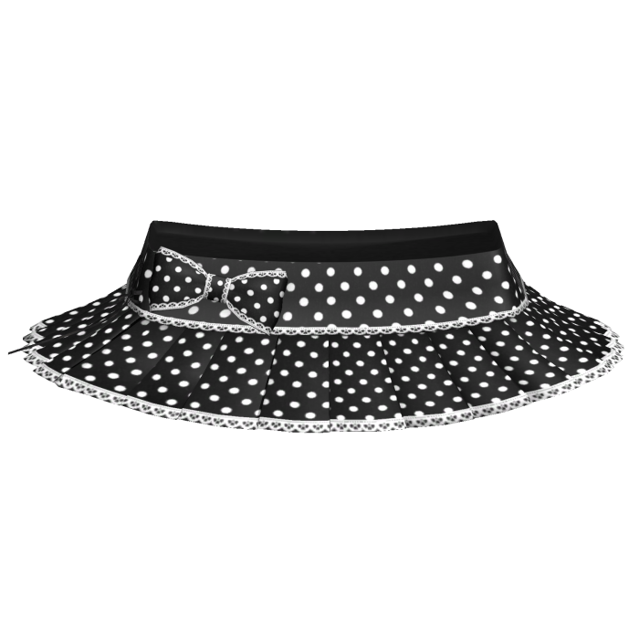 Y2K Polka Dot Pleated Skirt Black