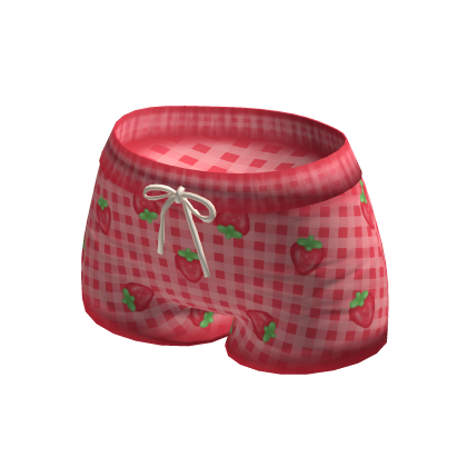 🍓 Strawberry Gingham Plaid Pink Summer Shorts