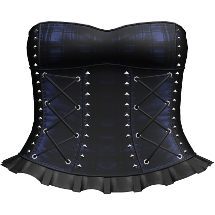 Gothic Plaid Studded Dress in Blue & Black Roblox item