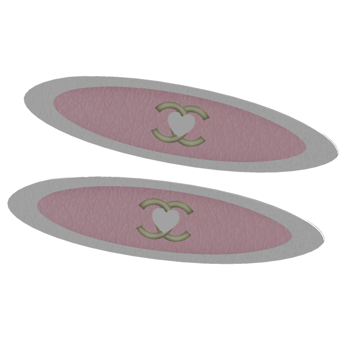 kawaii heart & ChaneI hair clips pink white