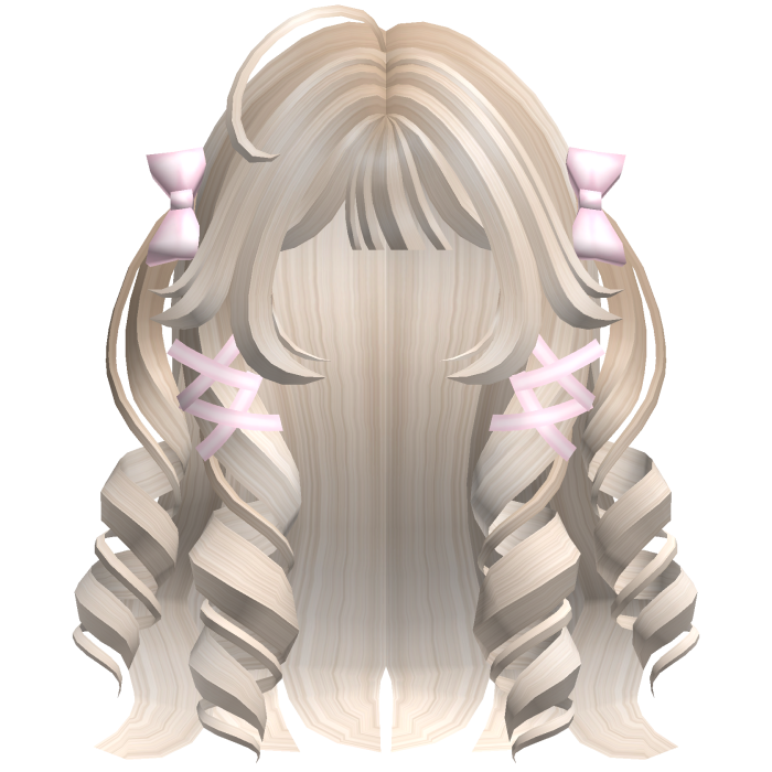 Cutecore Curly Hair w Kawaii Ribbons Light Blonde
