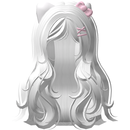 ♡ Cute Swirly Long Hello Kitty Hair (White & Pink)