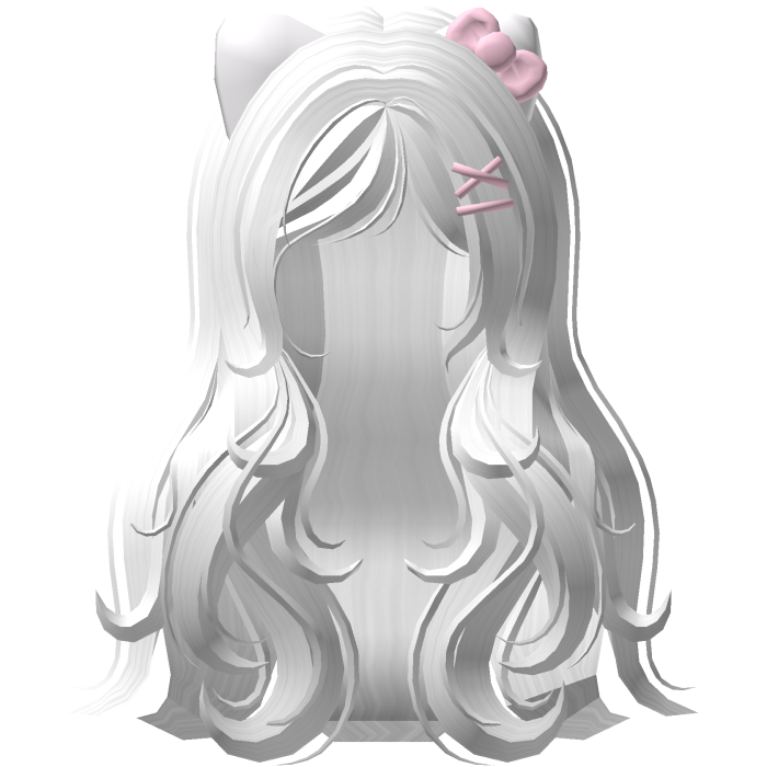 ♡ Cute Swirly Long Hello Kitty Hair (White & Pink)