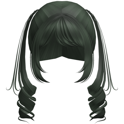 Cute Swirly Half-Up Pigtails (Dark Green)