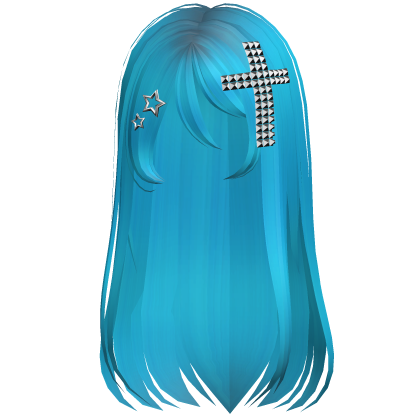 Emo Scene Long Hair w Cross Cyan