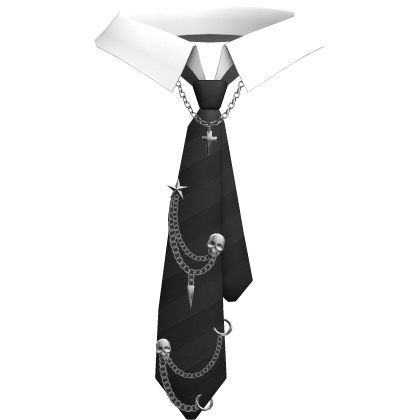 Y2K Pierced Emo Tie with Collar in Black