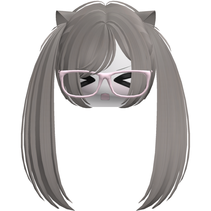 Kawaii Moe Ash Brown Pigtails w Glasses