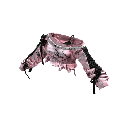 Cozy y2k off shoulder sweater w/ tank (Pink Black) Roblox item render