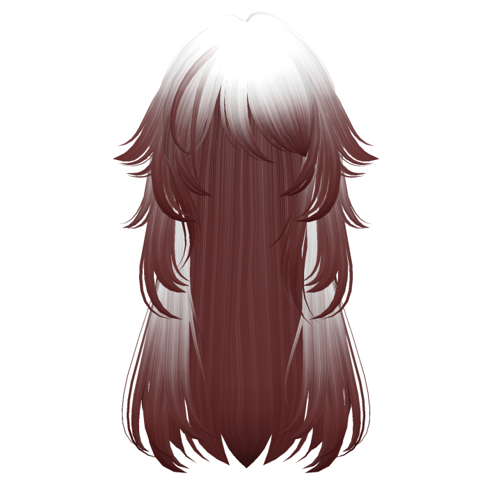 long fluffy anime hair with tufts (white to red)