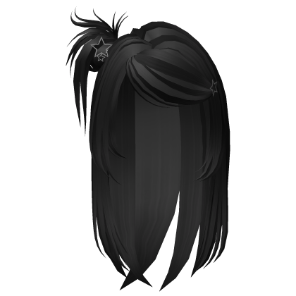 Y2k Hair with Star Clips (Black) Roblox item