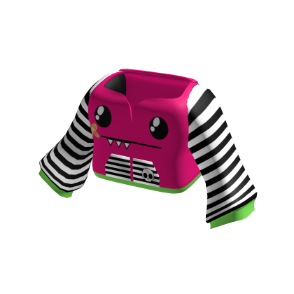 ♡ silly monster emo hoodie striped sleeves pink