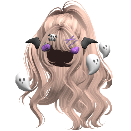 Platinium Halloween Hairclips Wavy Half Down