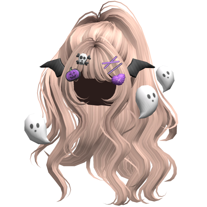 Platinium Halloween Hairclips Wavy Half Down
