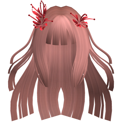 Rose Pink Long Windy Hime Hair w/ Spider Lily