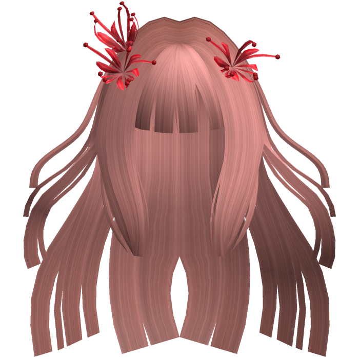 Rose Pink Long Windy Hime Hair w/ Spider Lily