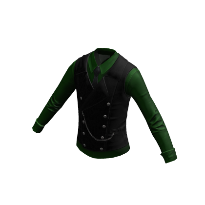 Formal Shirt w/ Vest & Tie | Black Green