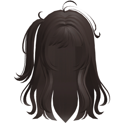 Cute Long Messy Brown Hair with Side Ponytail Roblox item