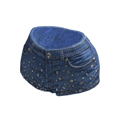 BB Blue KPop Denim Gemstone Shorts thumbnail