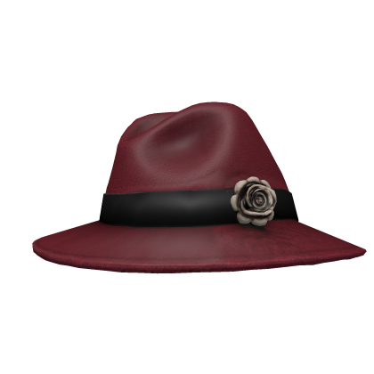 Maroon Fedora Black Band Rose