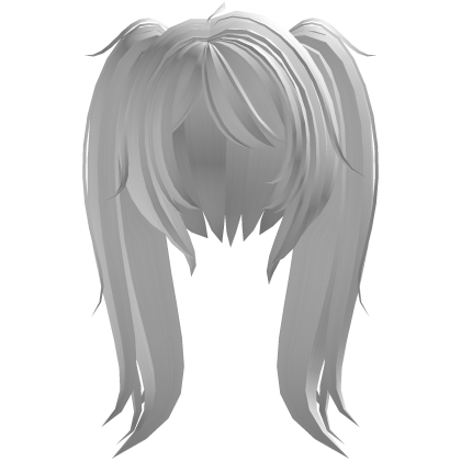 sweet messy fluffy pigtails in white Roblox item