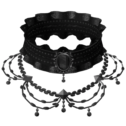 gothic ruffle choker w gem + necklace 3.0 black Roblox item
