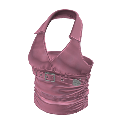 💗Y2K HALTER NECK BUCKLE TOP_PINK thumbnail