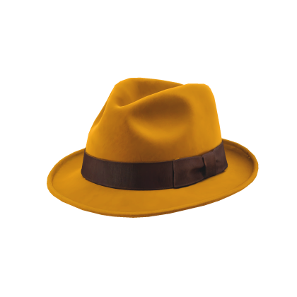 Mustard Fedora with Brown Ribbon