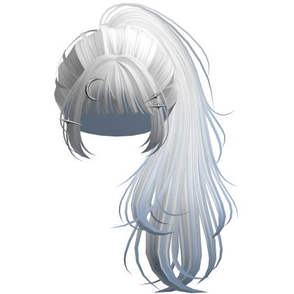 White&Sky Blue Flowy Lush Ponytail w/ Moon Pins Roblox item