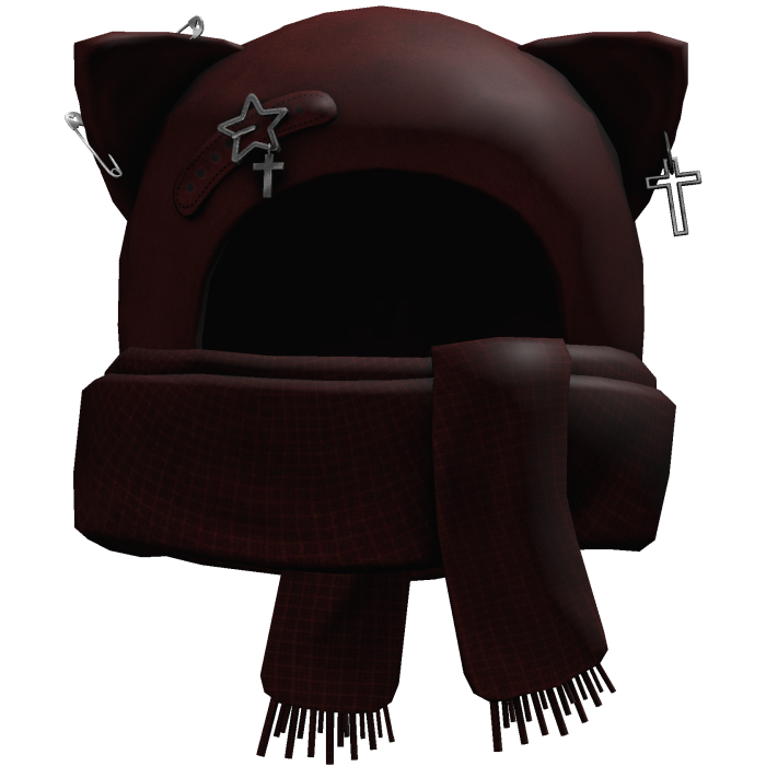 Grunge Cat Scarf Hat (Red)
