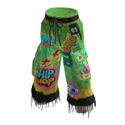 Green hip-hop style Baggy Cargo Pants Roblox item thumbnail