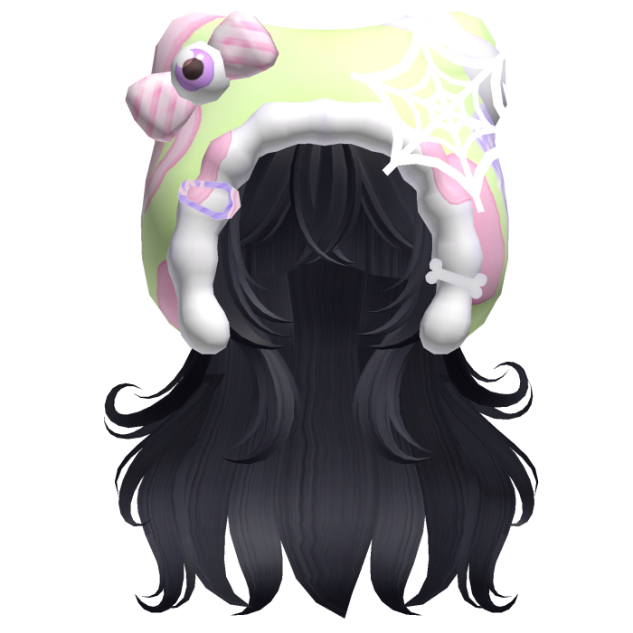 Kawaii Anime Hair w/ Pastel Goth Hood  (Midnight)