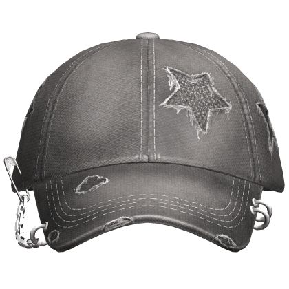 Cap Gray Thrifted Pierced Washed Grunge 2000s Y2K