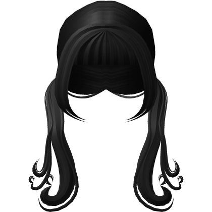 Black swirly long hearts pigtails Roblox item