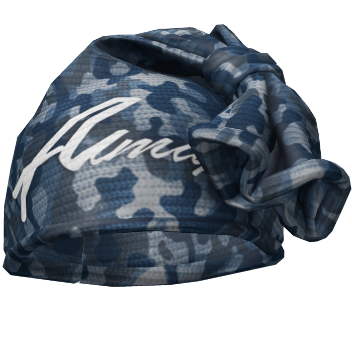 Blue Camouflage & White Knotted Wrap Cap Beanie