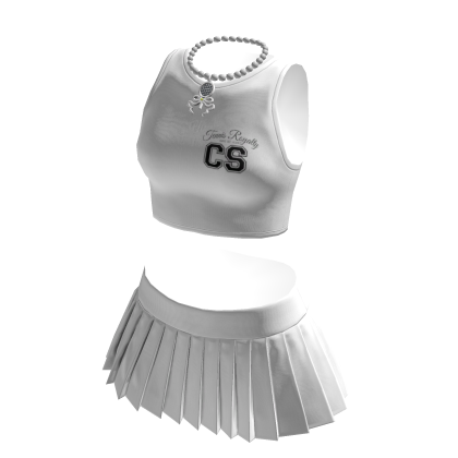 White Tank Top Mini Pleated Skirt Necklace Outfit