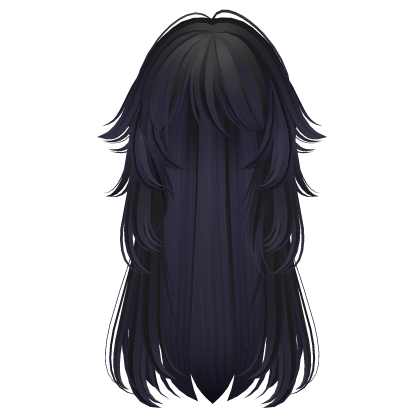 long fluffy anime hair with tufts (black & blue)