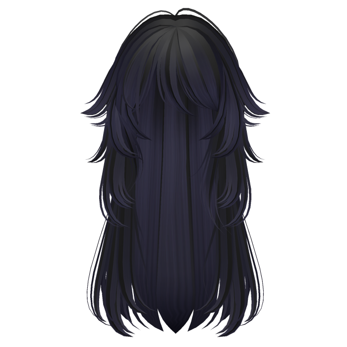 long fluffy anime hair with tufts (black & blue)