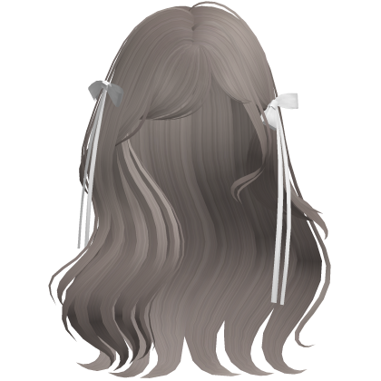 coquette wavy ash hair w/ white ribbons  Roblox item