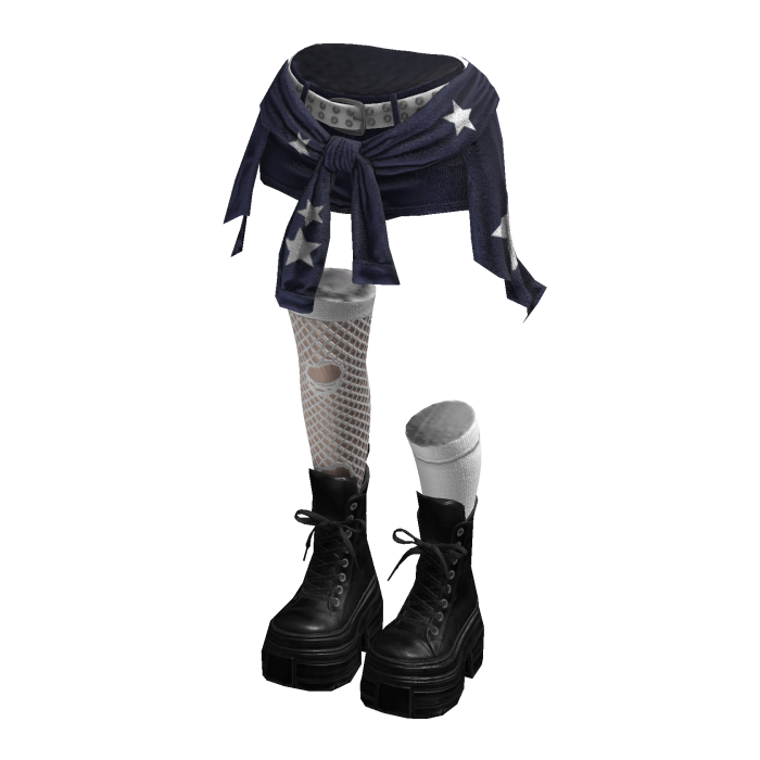 Grunge Rebel Shorts Y2K Cloth (Dark Blue White)