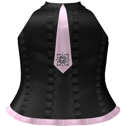 ✙ ruffled emo vkei black n pink rose uniform