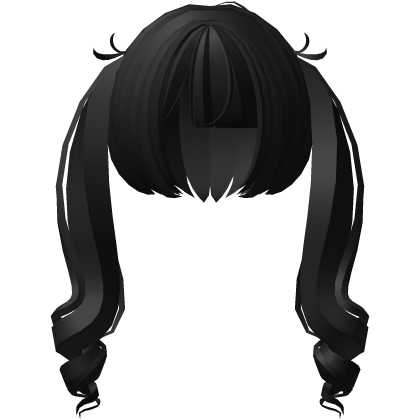 curly jirai kei pigtails in black
