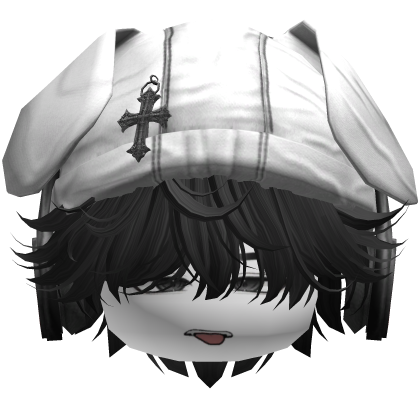 Messy Boy Hair w/ Bunny Hat & Face (Black)