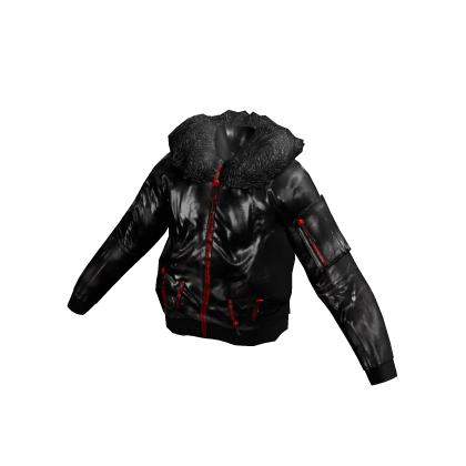 Black & Red Stylish Leather Puffer Jacket thumbnail