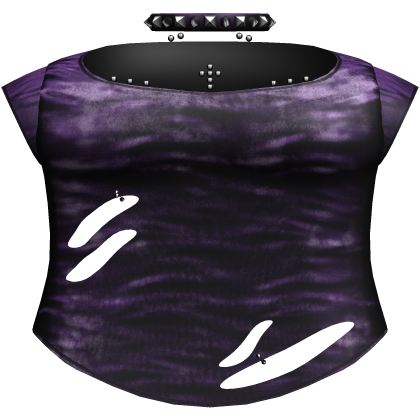 Emo Purple Ripped Shirt /w Choker