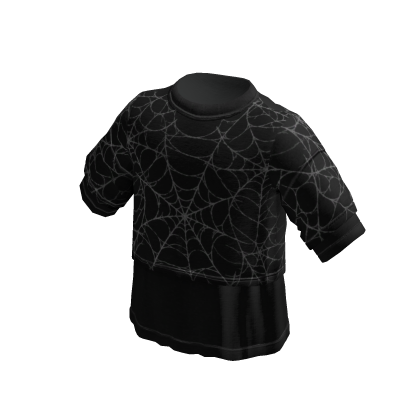Goth Spiderweb Layered T-Shirt (Black)