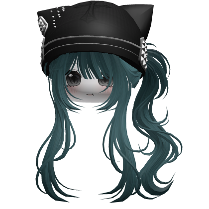Messy Ponytail W/ Punk Kitty Cap Teal thumbnail